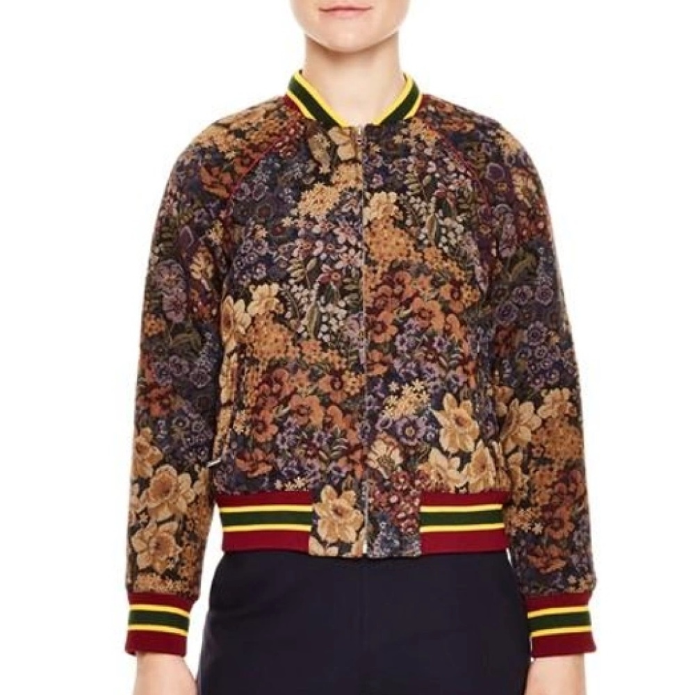 SANDRO Kenzy Floral Jacquard Bomber Jacket In Multi-colored